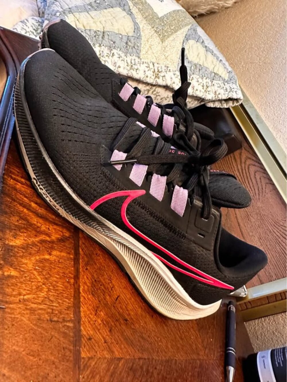 NIKE AIR ZOOM PEGASUS 38 BLACK PINK WOMENS RUNNING SHOES size 9
